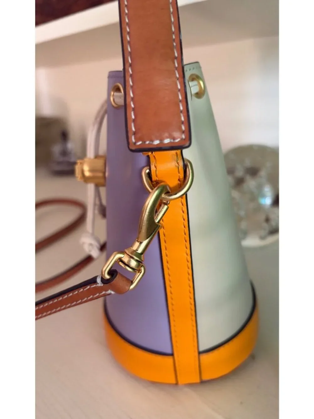 Tory Burch Colorblock Bucket Bag Multicolor Summer Crossbody Tote - Picture 5 of 15